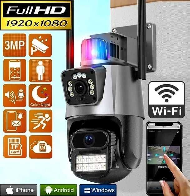 Вулична WIFI Камера Відеоспостереження Dual Lens 8Mp Видеонаблюдение