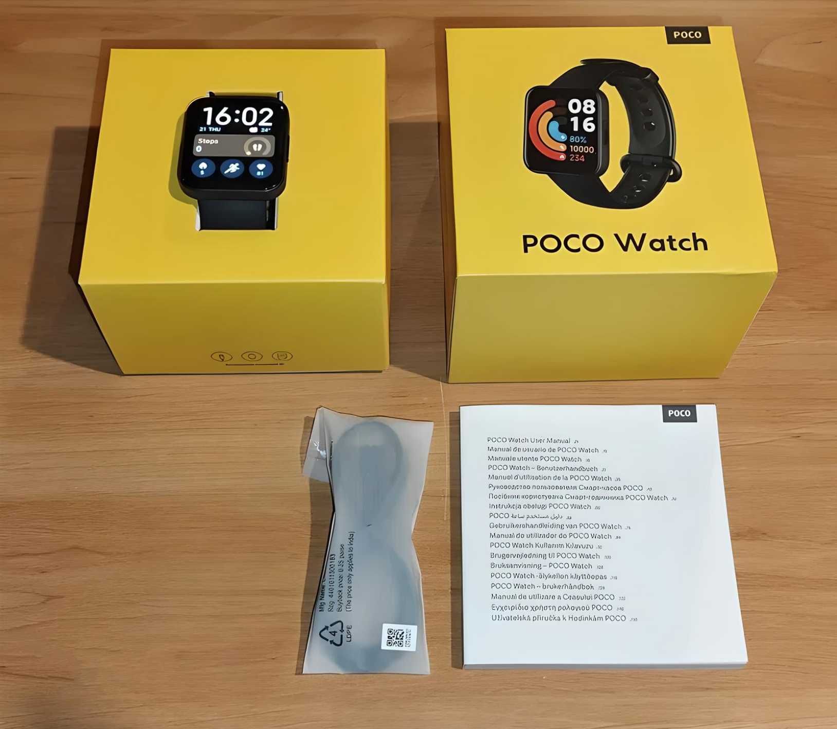 Relógio Smartwatch Xiaomi Poco Watch na caixa