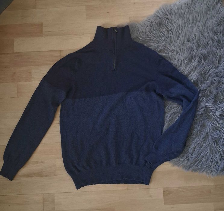 Granatowy sweter Gino Rossi wełna merino kaszmir