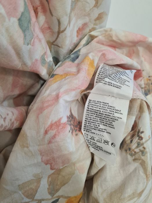 Sukienka midi długa H&M pastelowe duże kwiaty luźna XS S M
