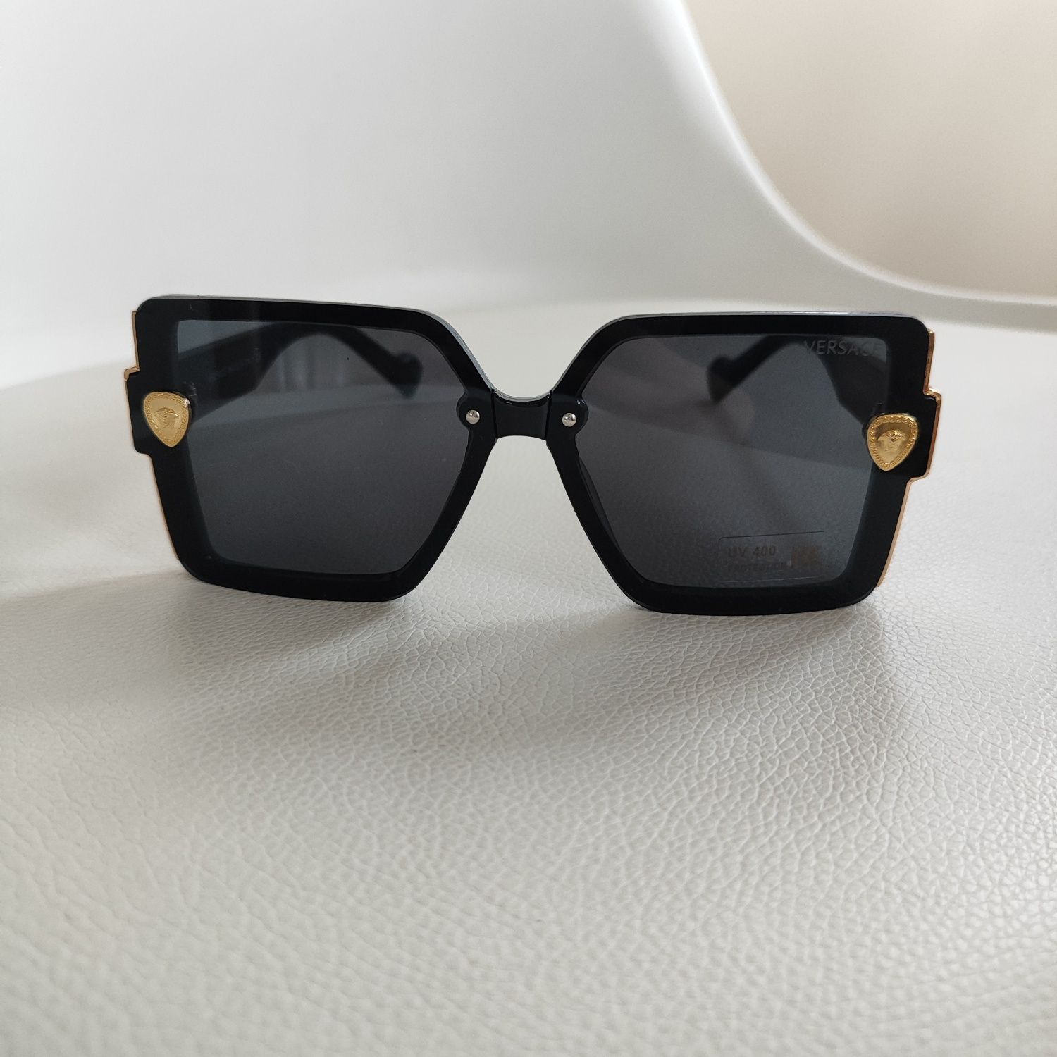 Okulary damskie okularki UV400 ochrona Versace czarne meduza