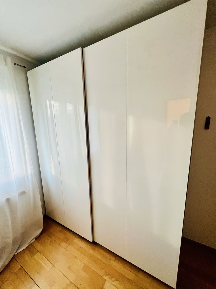 Drzwi przesuwne PAX IKEA HASVIK biały połysk 200x236 cichy domyk