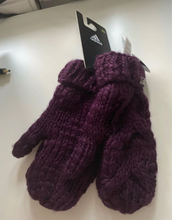 Fioletowe damskie rękawiczki Adidas Dwupalczaste