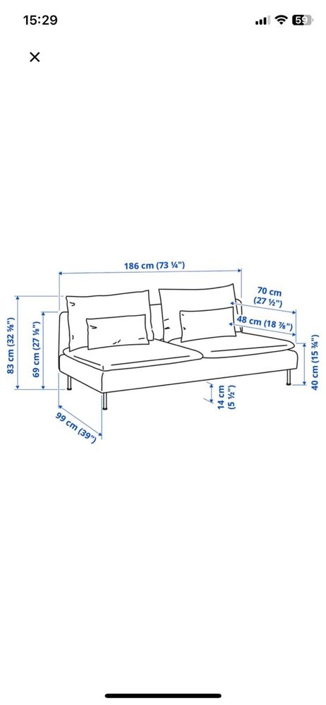 Sofa cinza com chaise longue. Söderhamn IKEA