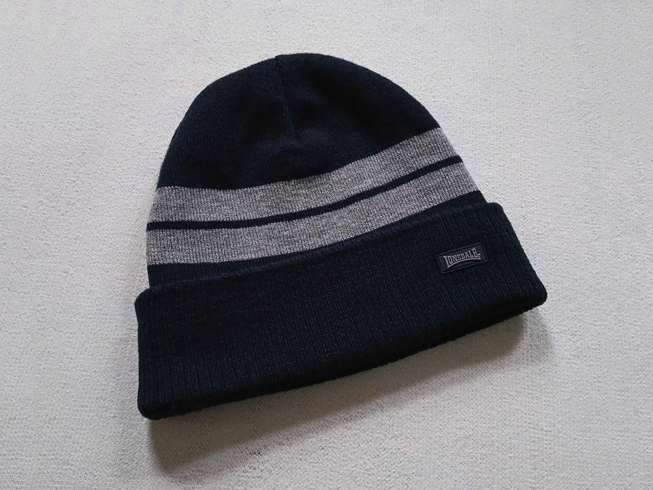 Lonsdale Turn Up Beanie Hat Mens - Navi Blue