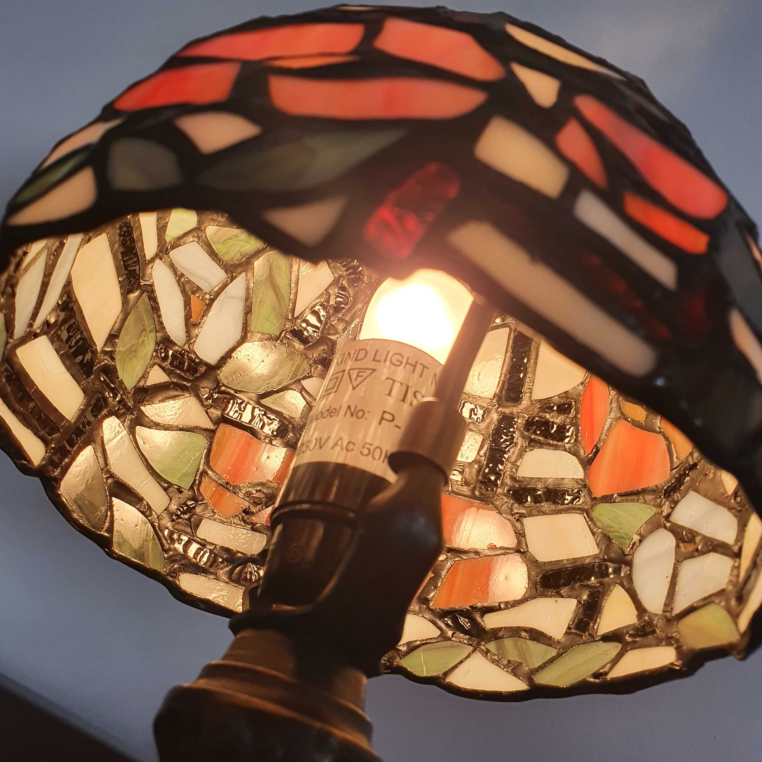 Lampka nocna witrażowa styl Tiffany vintage 31 cm