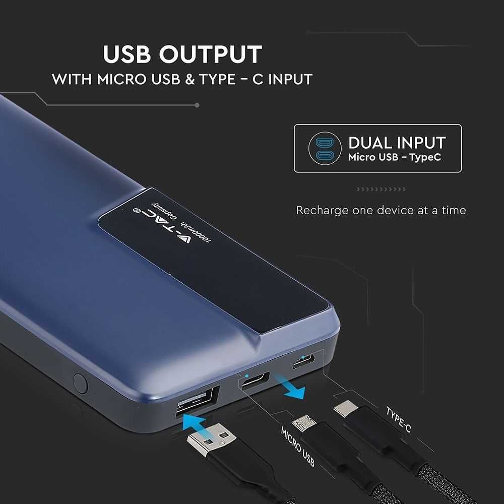 Power Bank / Litowo Polimerowy - 3.7V, 10000mAh niebieski