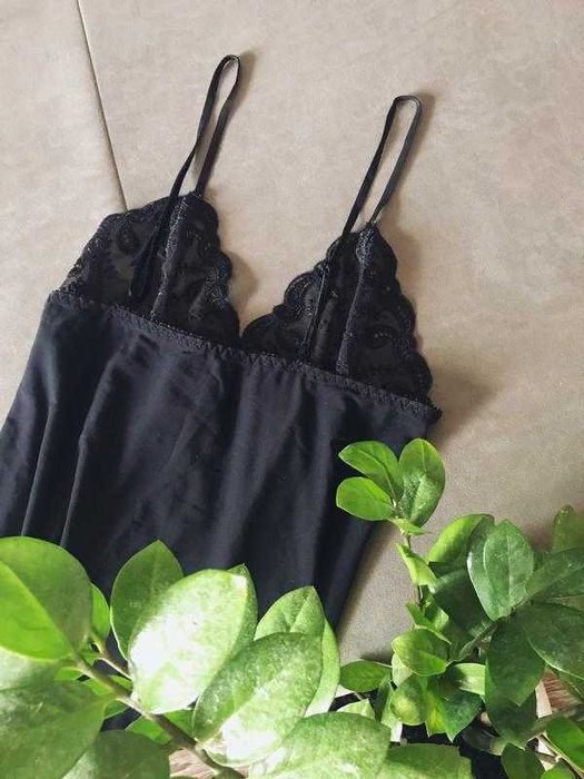 Спокусливий пеньюар | чорне мереживо S | нічна сорочка