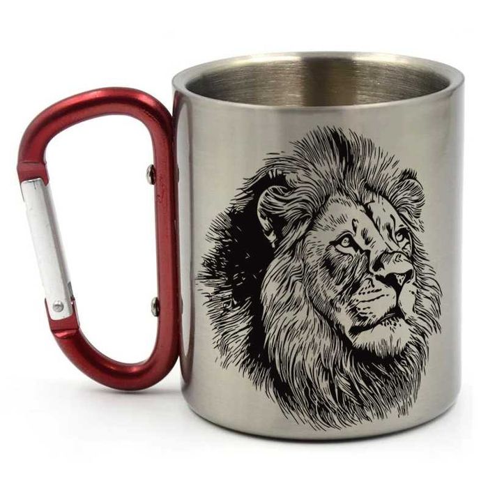 Kubek z karabińczykiem z nadrukiem Lwa, 300ml (NOWY)