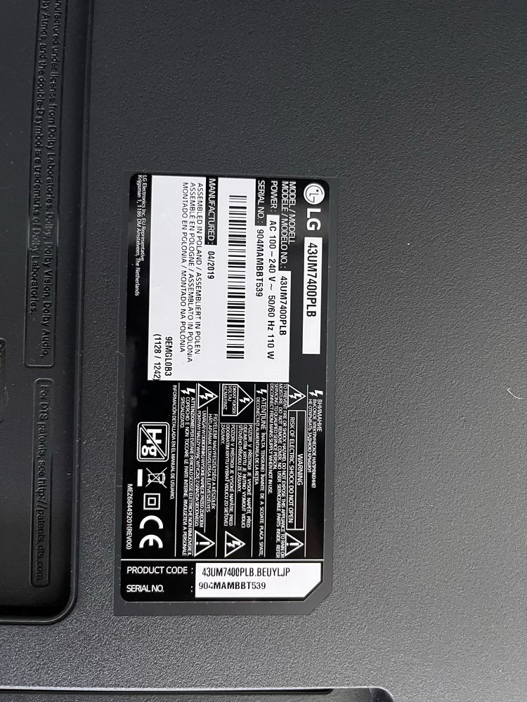 Lg 43” ecrã partido