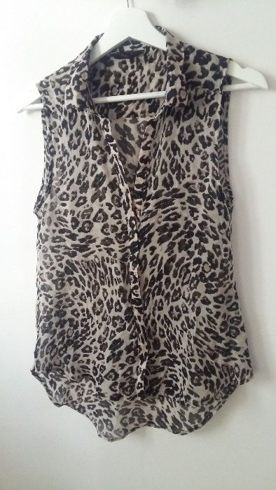 Koszula przewiewna z przedłużonym tyłem wzór w panterke H&M