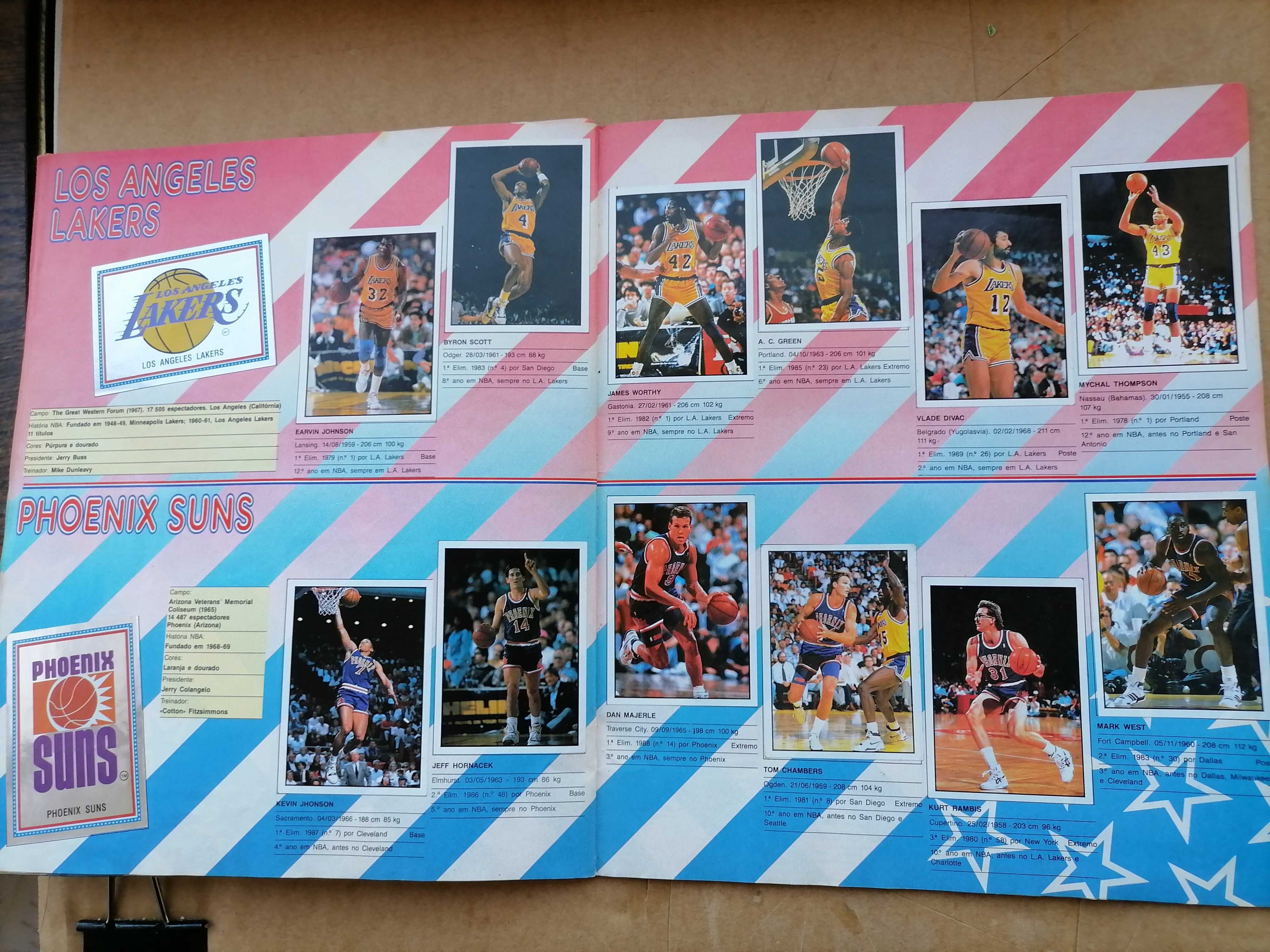 Caderneta Cromos BASKET NBA 91 c/ Michael JORDAN, Magic Johnson Panini
