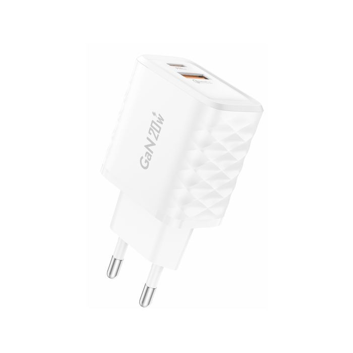 Foneng Ładowarka Sieciowa Eu56 Gan - Usb + Typ C - Qc 3.0 Pd 20W Biała