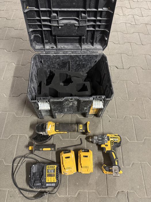 DeWalt wiertarko-wkretarka i 2 szkifierki kątowe 3 Aku 5Ah i ładowarka