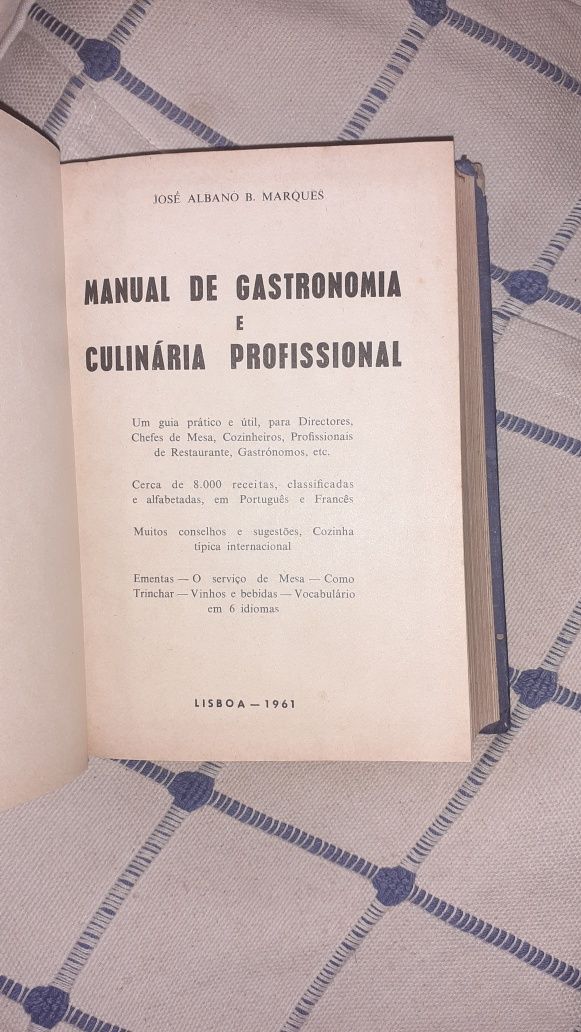 Manual de Gastronomia Culinária Profissional 1961 raro Livro