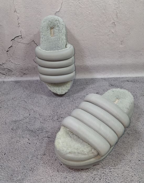 Тапочки Ugg Puft Slide женские тёплые тапки Tazz Fluff Yeah