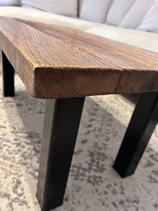 Stolik kawowy drewno lite metalowe nogi