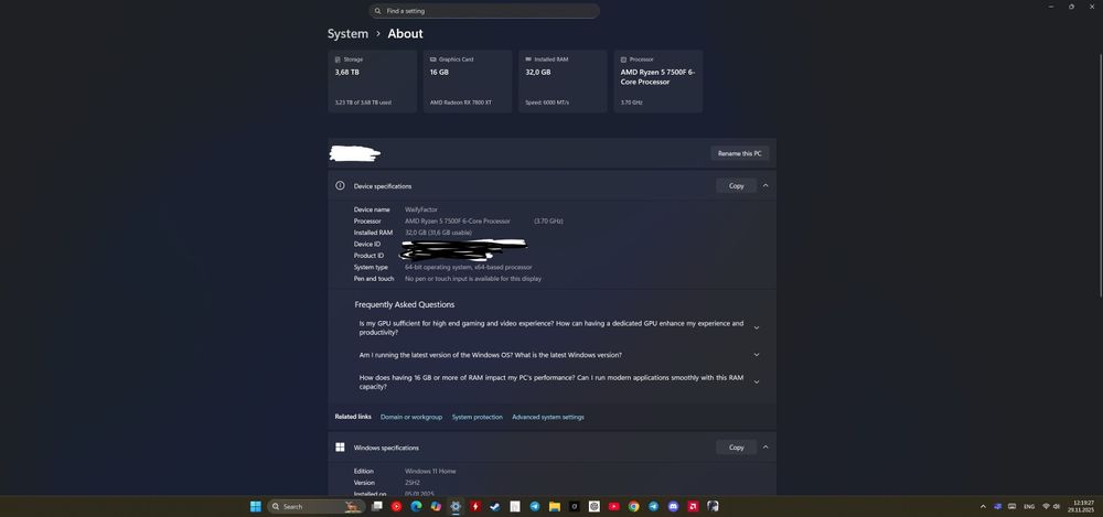 Sprzedaję komputer RX 7800 xt Ryzen 5 7500f 32GB DDR5 2TB M2