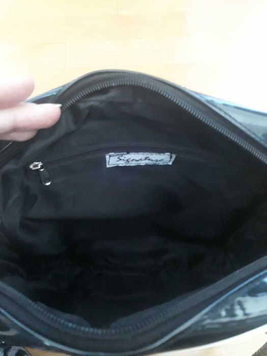 Carteira preta couro envernizado