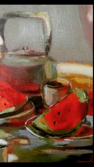 Картина маслом "Натюрморт с арбузами"