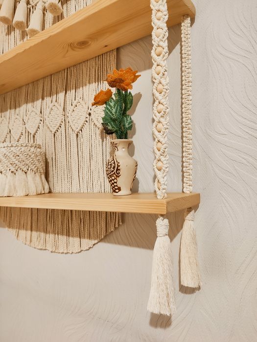 Поличка настінна (Макраме, Декор, Бохо, подарунок, панно)
