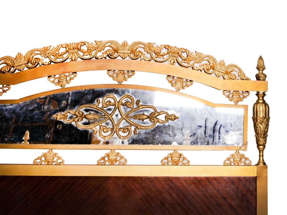 Cama Estilo Luís XV | Bronze Dourado | Estrutura Completa