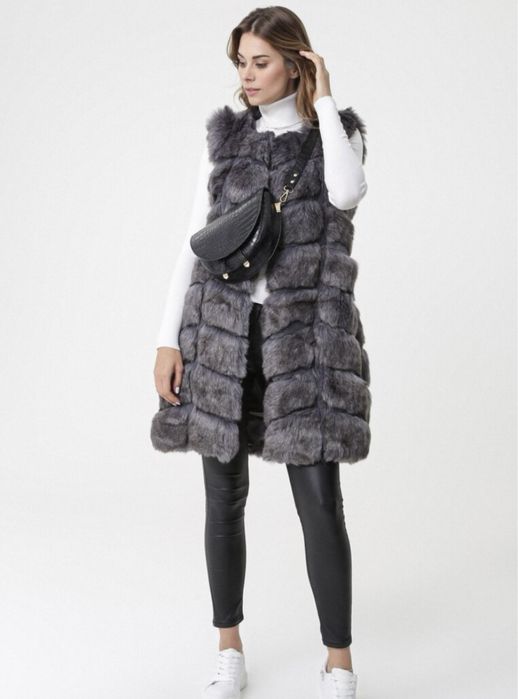 Kamizelka długa sztuczne futerko