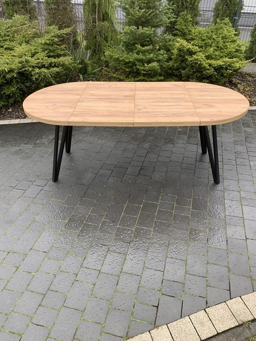 Stół okrągły rozkładany hikora egger 100/180 loft Okazja Nogi metalowe