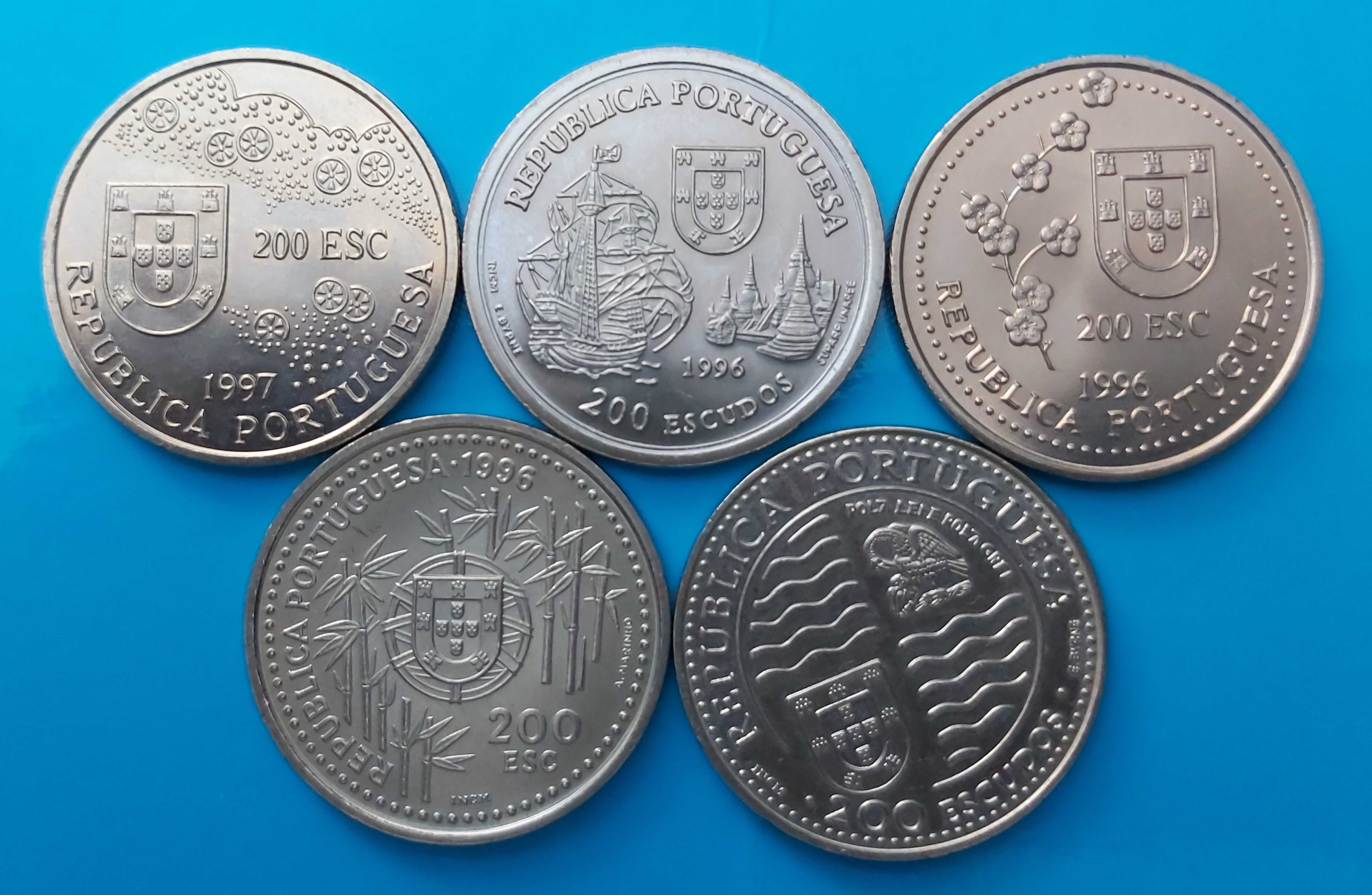 Lote de 5 moedas de 200$00 comemorativas Descobertas Portuguesas