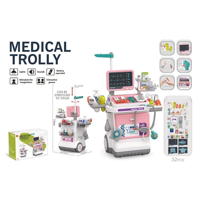 Набір лікаря,доктора на візку ,32 елемента
