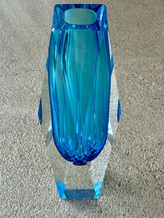 Ogromny Wazon Murano San Marco by Alessandro Mandruzzato 31cm Sky Blue