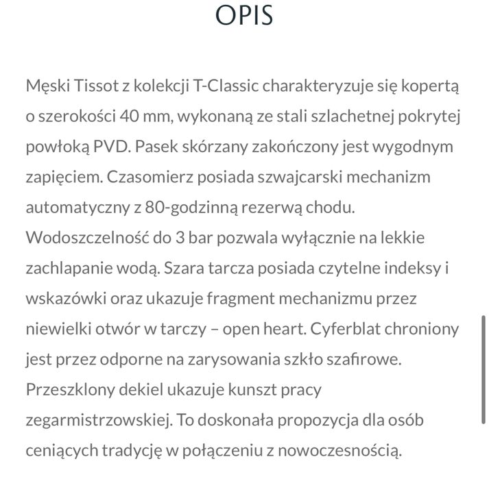 Zegarek Tissot - nowy 100 %