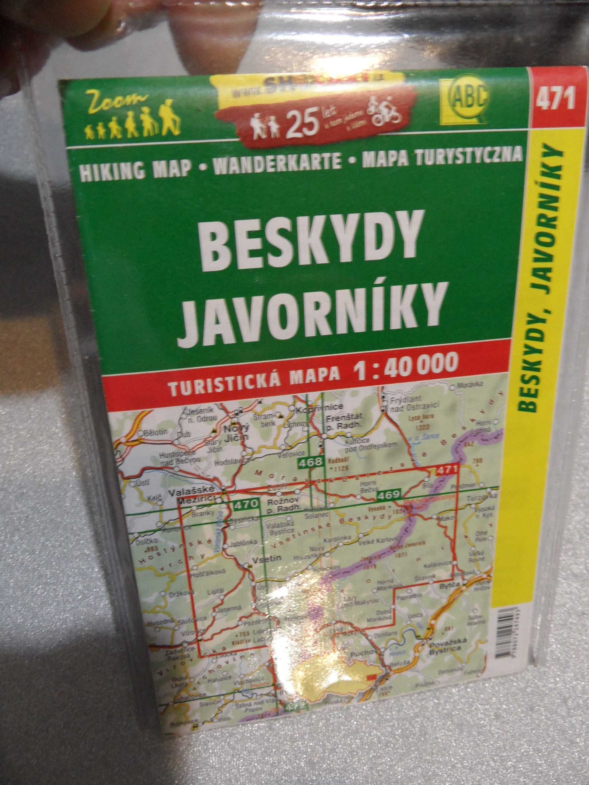 Mapa turystyczna czechy Beskidy Jaworniki Beskydy Javorniky Shocart