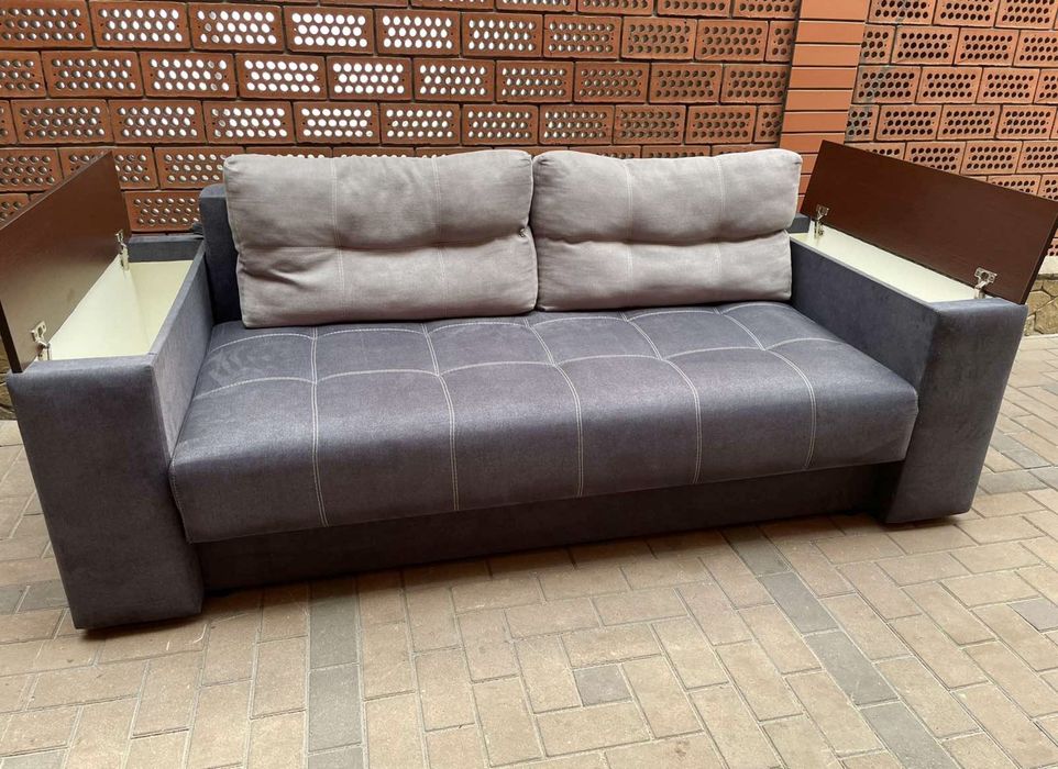 Сучасний диван з підлокітниками-тумбами з ВЕЛИЧЕЗНИМ сп.містцем 162см