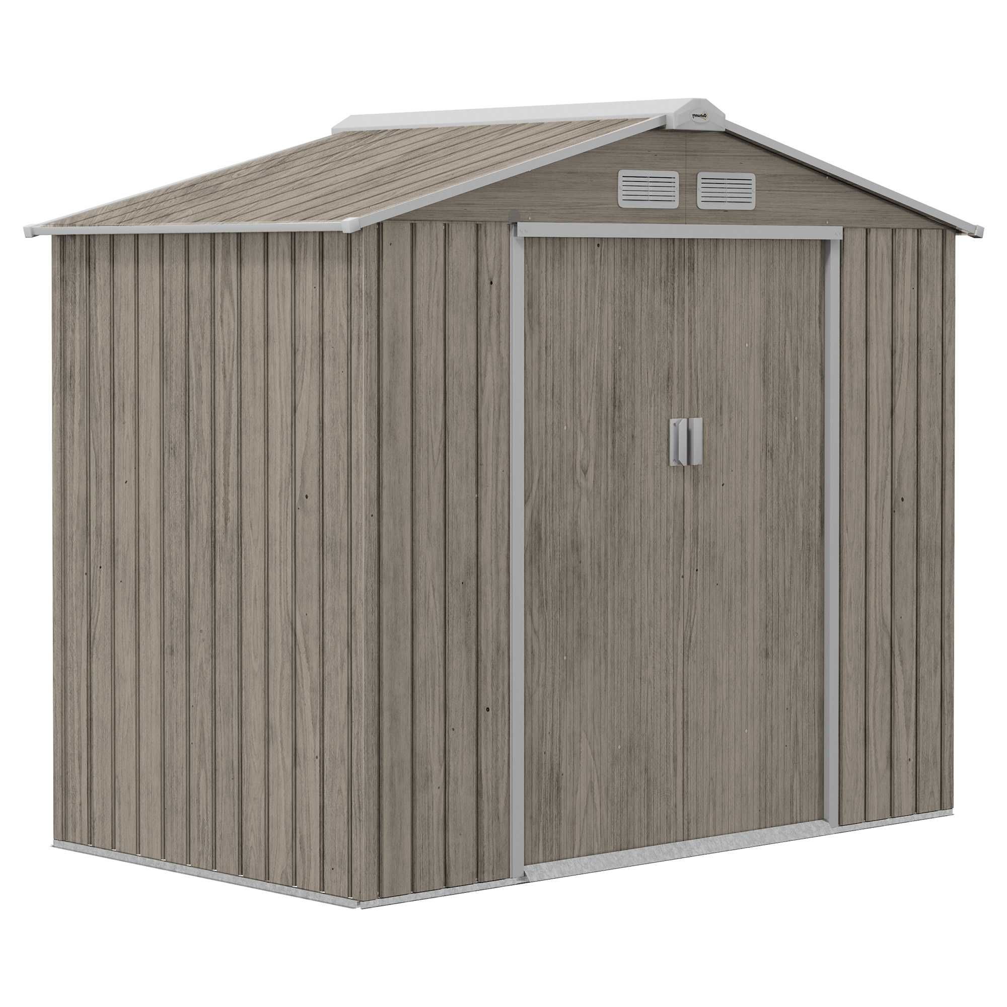 Abrigo de Jardim Metálico 213x130x185cm Efeito Madeira NOVO