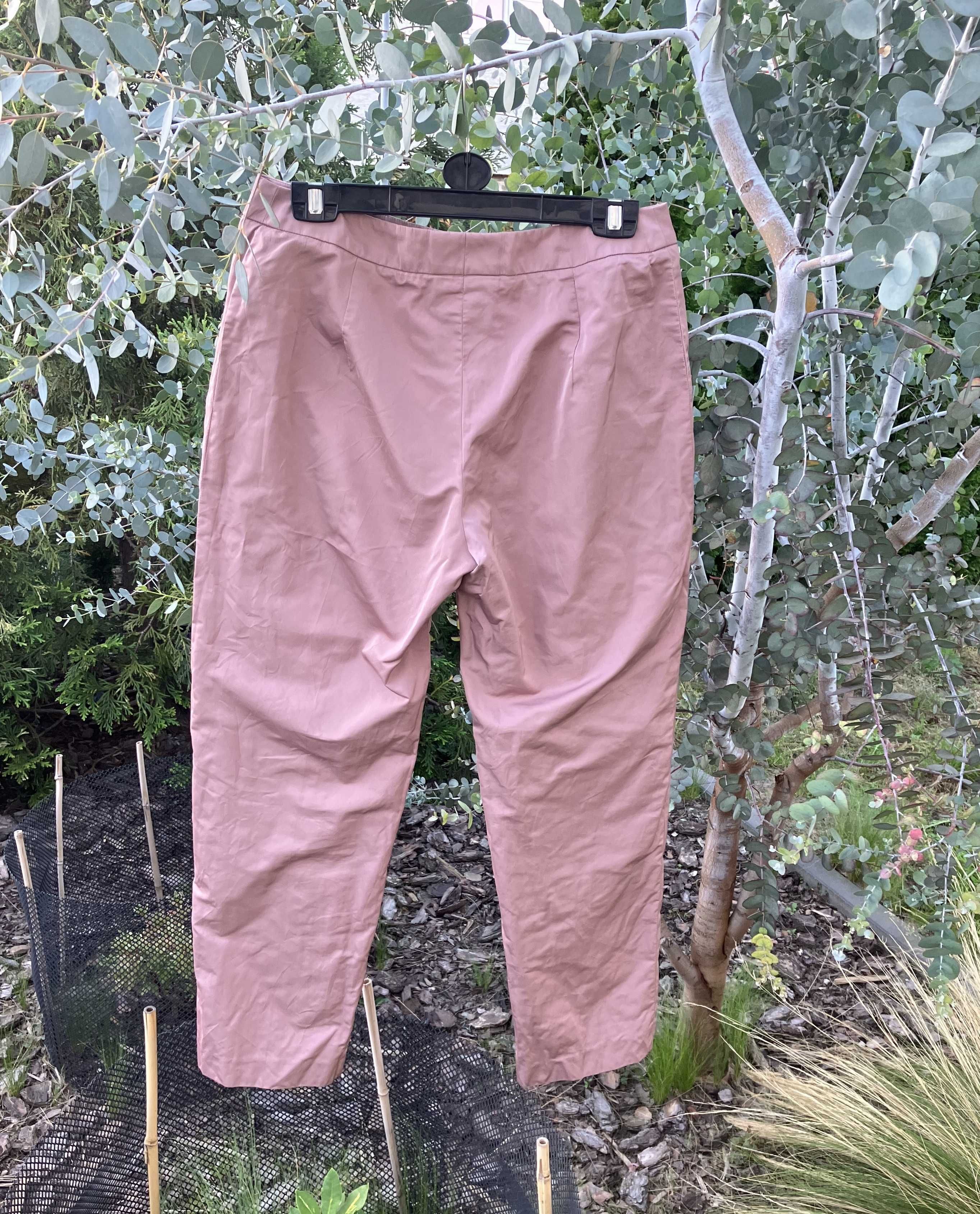 Spodnie MaxMara z jedwabiem cygaretki brudny róż premium
