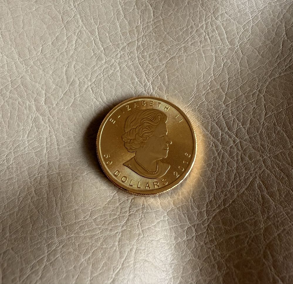 Moeda de ouro 1 onça (OZ) Canadá Maple Leaf (31,10gr ouro fino)