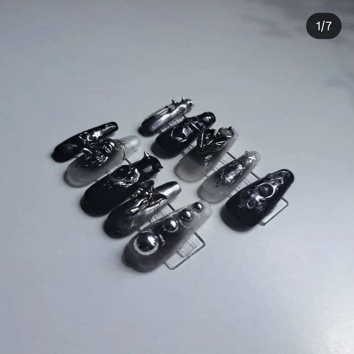 Czarne Tipsy Trumienki Press on nails