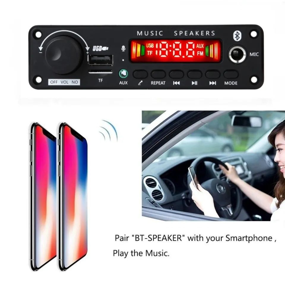 Bluetooth 5.0 mp3 декодер 2*75W, усилитель, USB, aux, FM. Пульт.