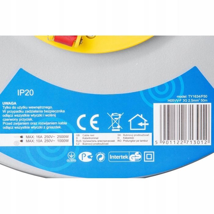 Przedłużacz Bębnowy Ogrodowy Lex 50M 4 Szt Gniazd