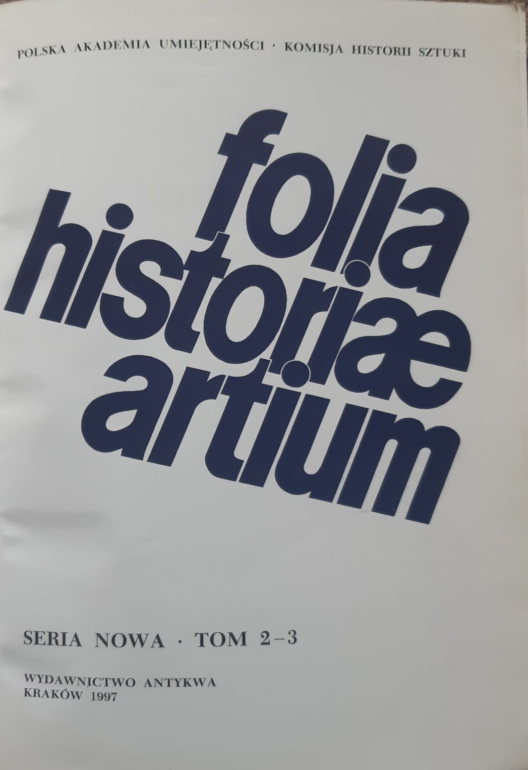 Folia Historiae Artium Seria nowa 2-3