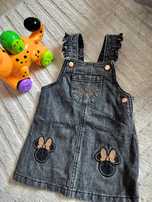 Sukienka na ramiączkach dżinsowa jeansowa Disney Minnie mouse 62 68 cm