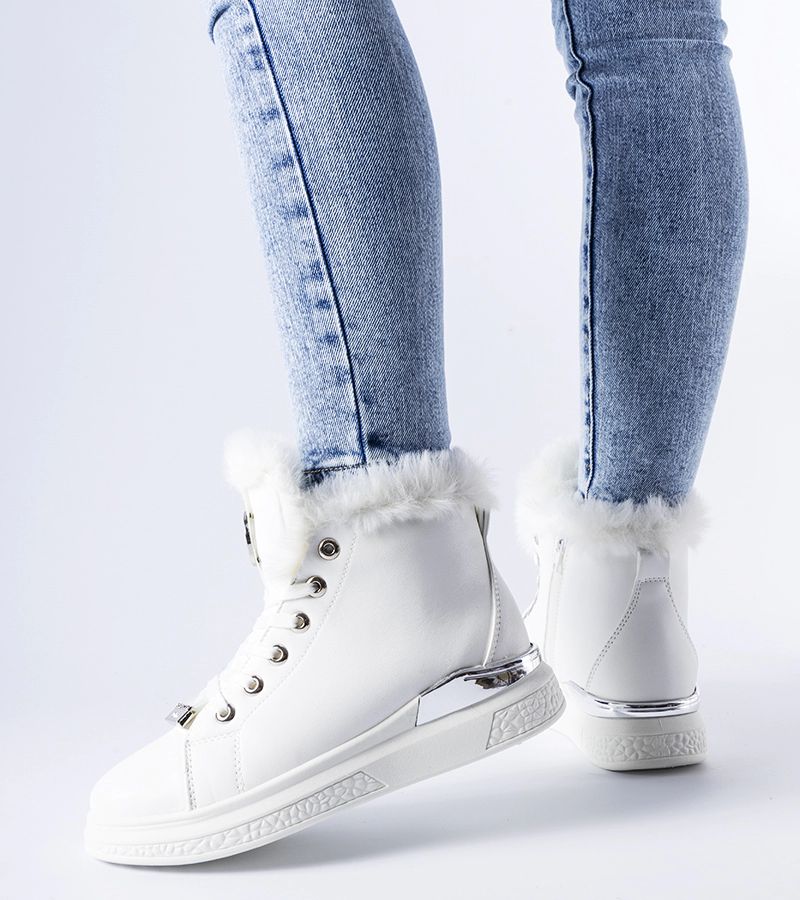 Białe sneakersy z białym futerkiem Lubriano 37