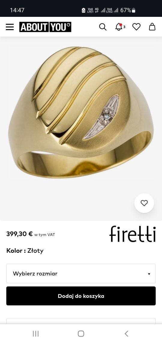 Sygnet Pierścionek złoty Firetti