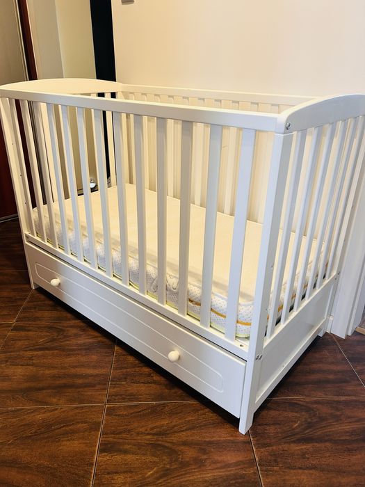 Białe łóżeczko dziecięce niemowlęce z szufladą 120x60 - REZERWACJA