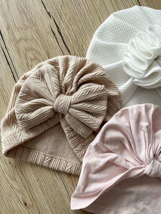 Komplet czapka turban zestaw dziewczynka niemowlę 6-12 miesiecy