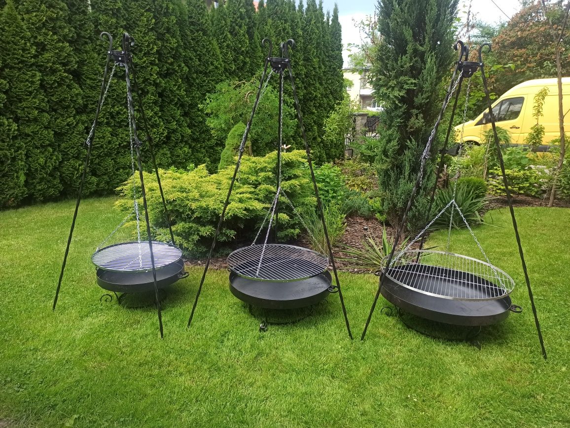Grill Ogrodowy Trójnóg 60/70/80 cm Ruszt Nierdzewny