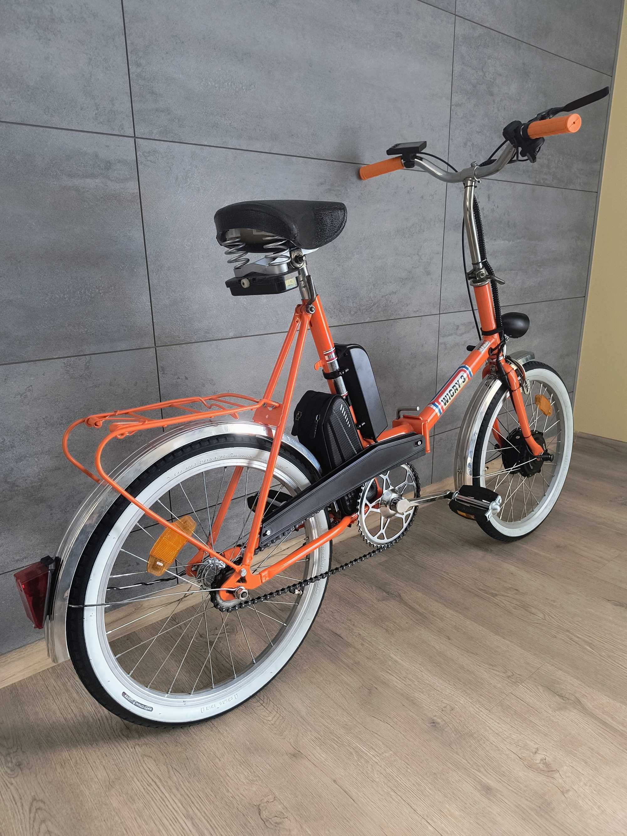 Wigry 3, e-wigry, rower elektryczny, klasyk PRL - pomarańczowy