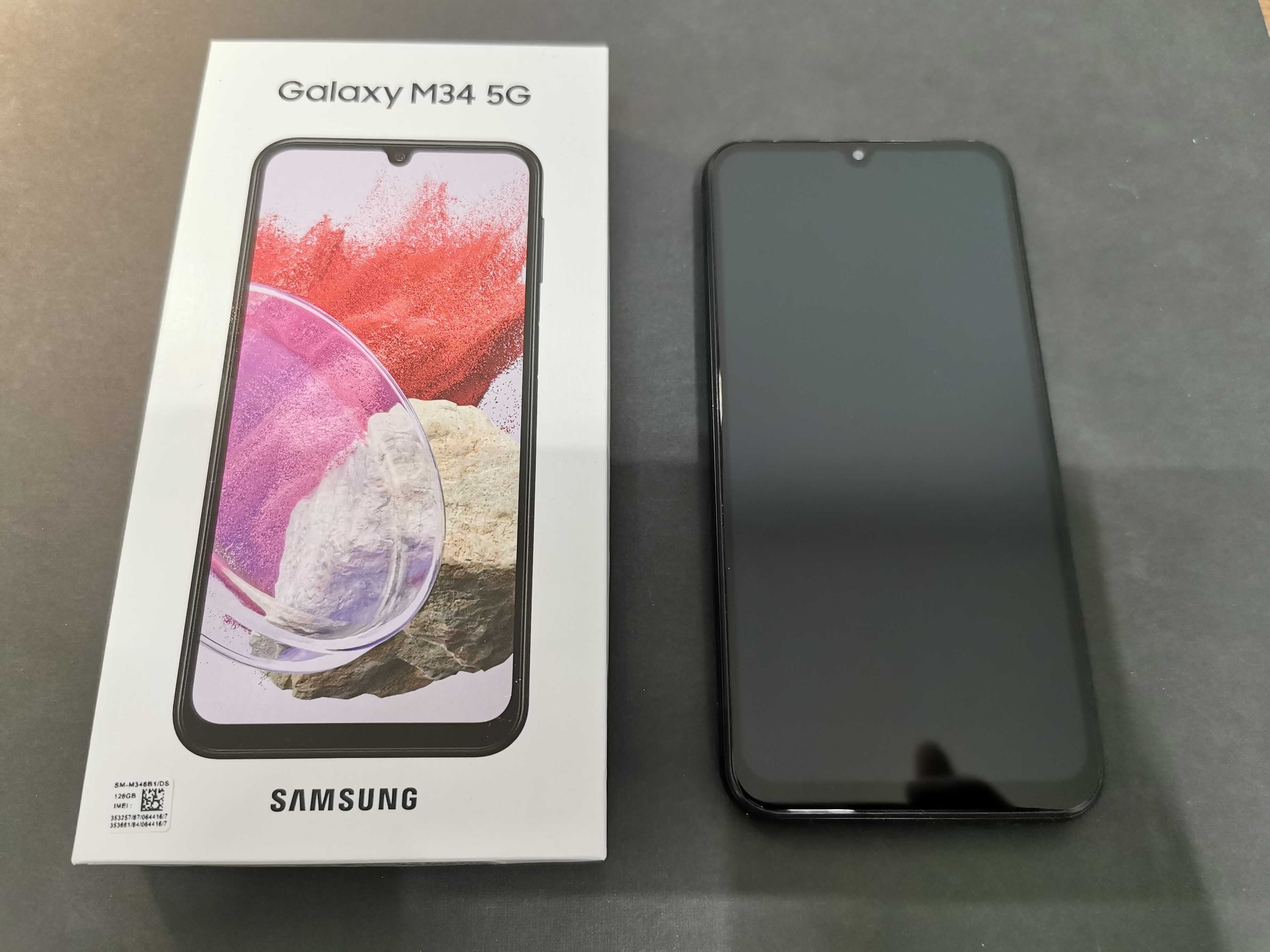 Smartfon Samsung M34 5G ciemny niebieski + case spigen oryginalny bdb