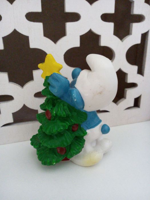 Estrumfe com árvore de Natal Smurf coleccionável 1981